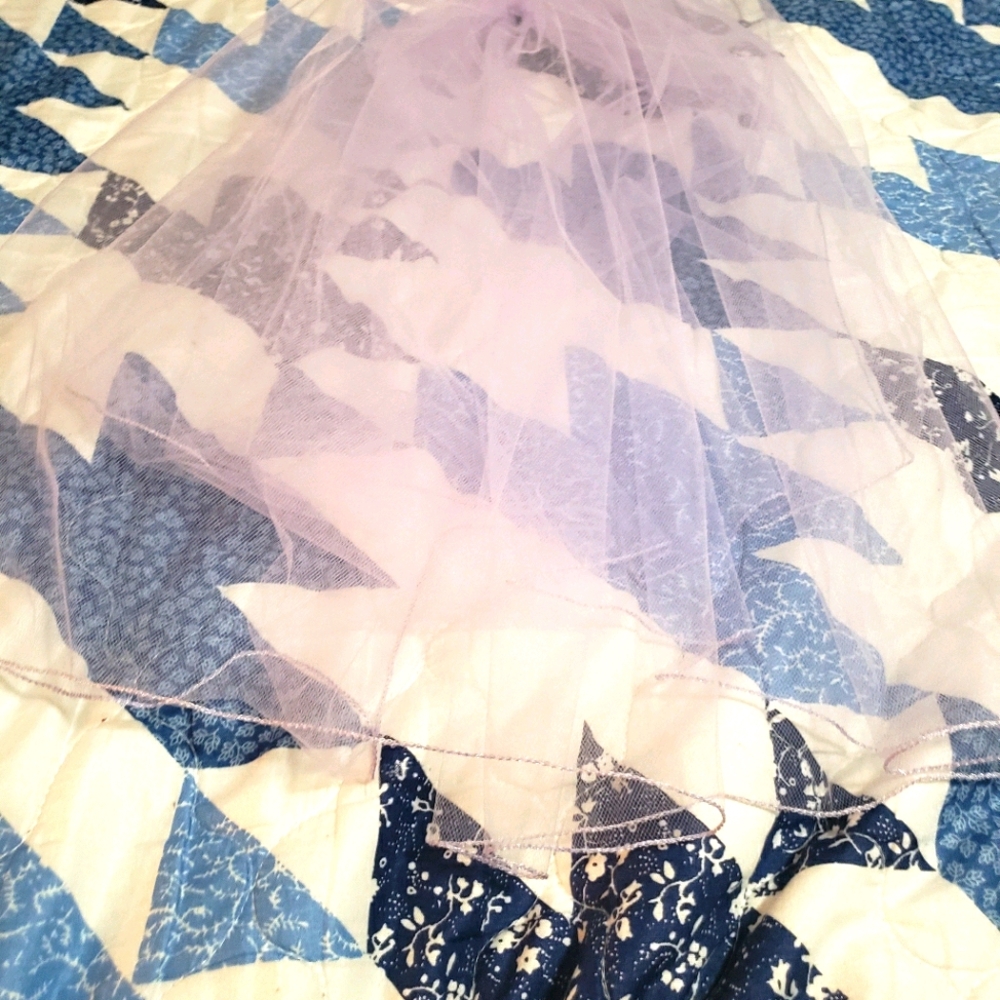 Purple shoulder length veil